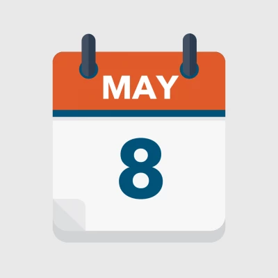 Calendar icon showing 8th May