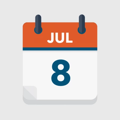 Calendar icon showing 8th July