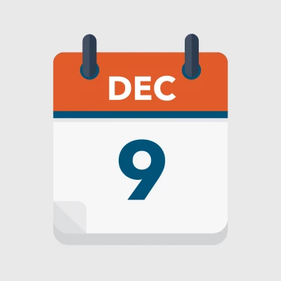 Calendar icon showing 9th December
