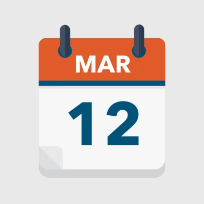 Calendar icon showing 12th March