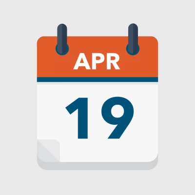 Calendar icon showing 19th April