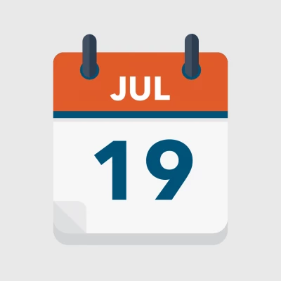 Calendar icon showing 19th July