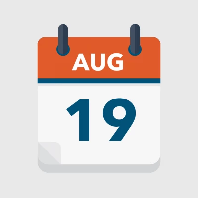 Calendar icon showing 19th August