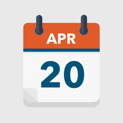 Calendar icon showing 20th April