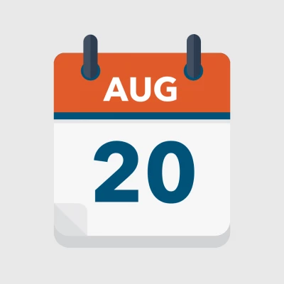 Calendar icon showing 20th August
