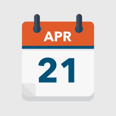Calendar icon showing 21st April