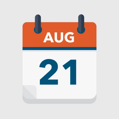 Calendar icon showing 21st August