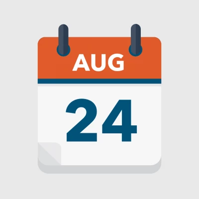 Calendar icon showing 24th August