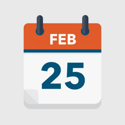 Calendar icon showing 25th February