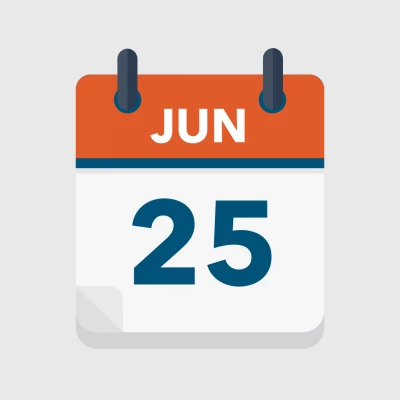 Calendar icon showing 25th June