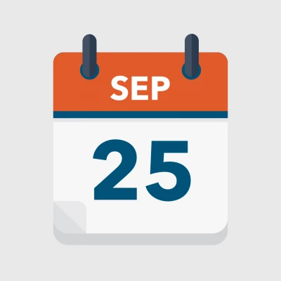 Calendar icon showing 25th September
