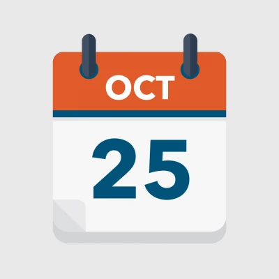 Calendar icon showing 25th October