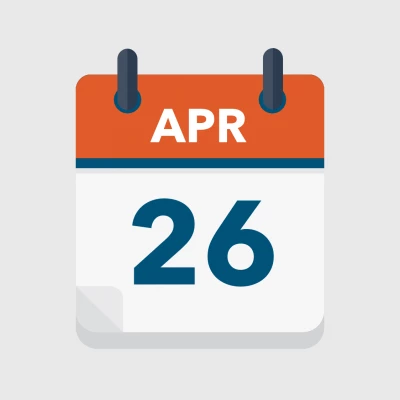 Calendar icon showing 26th April