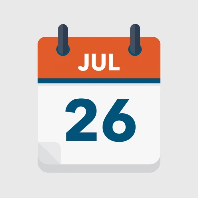 Calendar icon showing 26th July
