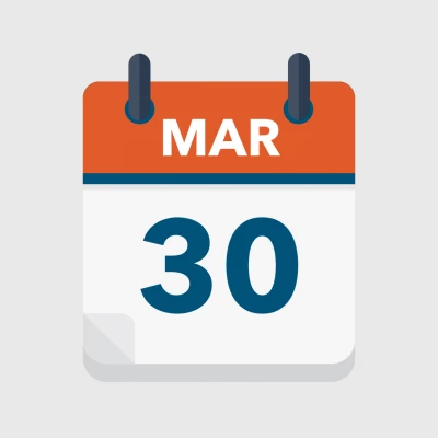 Calendar icon showing 30th March