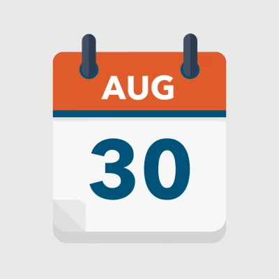 Calendar icon showing 30th August
